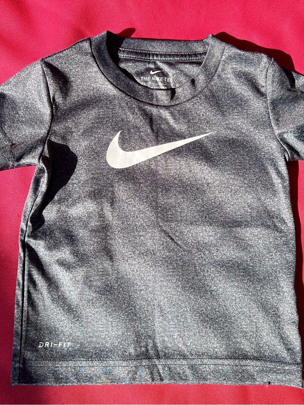Nike Kids' Gray Heather Dri-FIT Short Sleeve Tee with White Swoosh